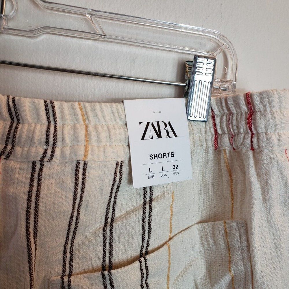 Zara Cream With Multi-colored Stripes Shorts Size Large - Picture 7 of 7